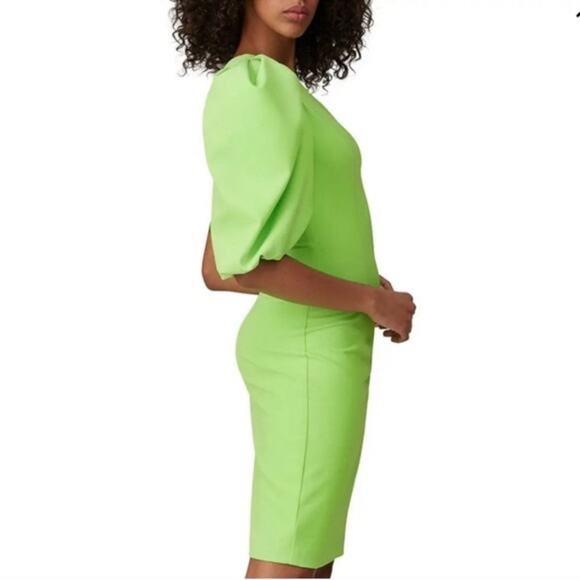 NWT Black Halo Cooper Sheath Dress Neon Lime Green Bright Plus Size 14 Cocktail - Picture 5 of 16